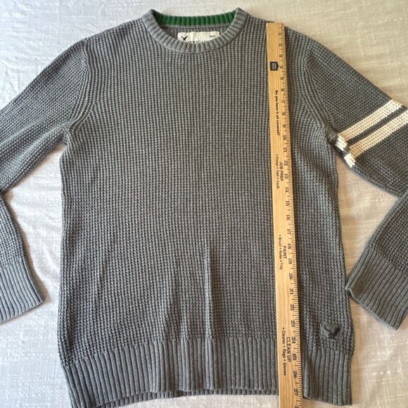 American Eagle Outfitters Gray Sweater Sz XL Waffle Knit Cotton Wool Midweight - Picture 6 of 8